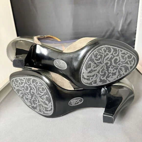 Sofft Gazelle Peep Toe Pumps Sandals Ankle Heeled Suede Green Women’s Size 10M - Picture 5 of 6